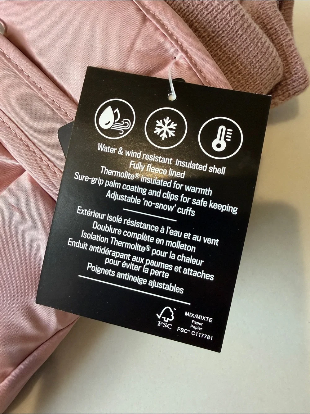 NWT, The Children's Place Pink Insulated Winter Gloves, size 8+
